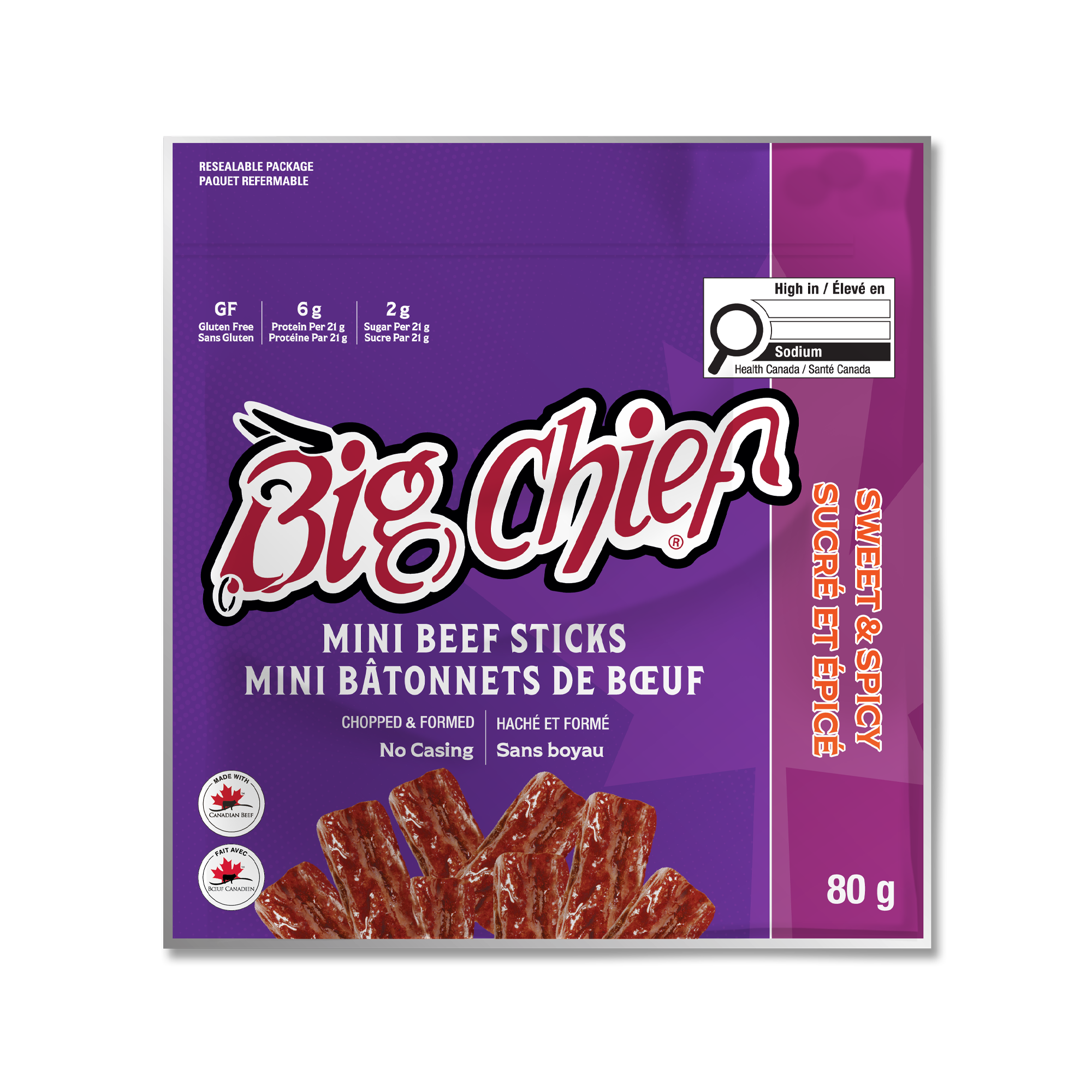 80g Mini Beef Sticks Bag - Sweet & Spicy